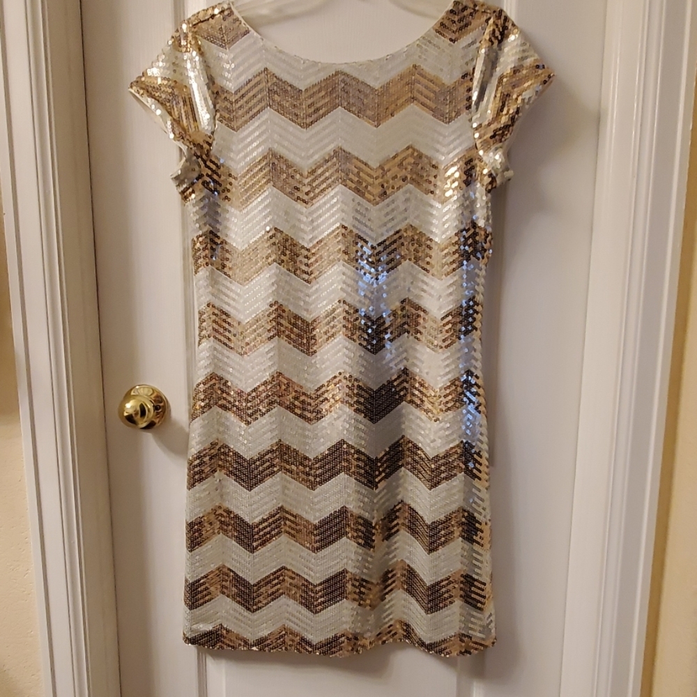 WHBM Sequin Chevron Cocktail Dress